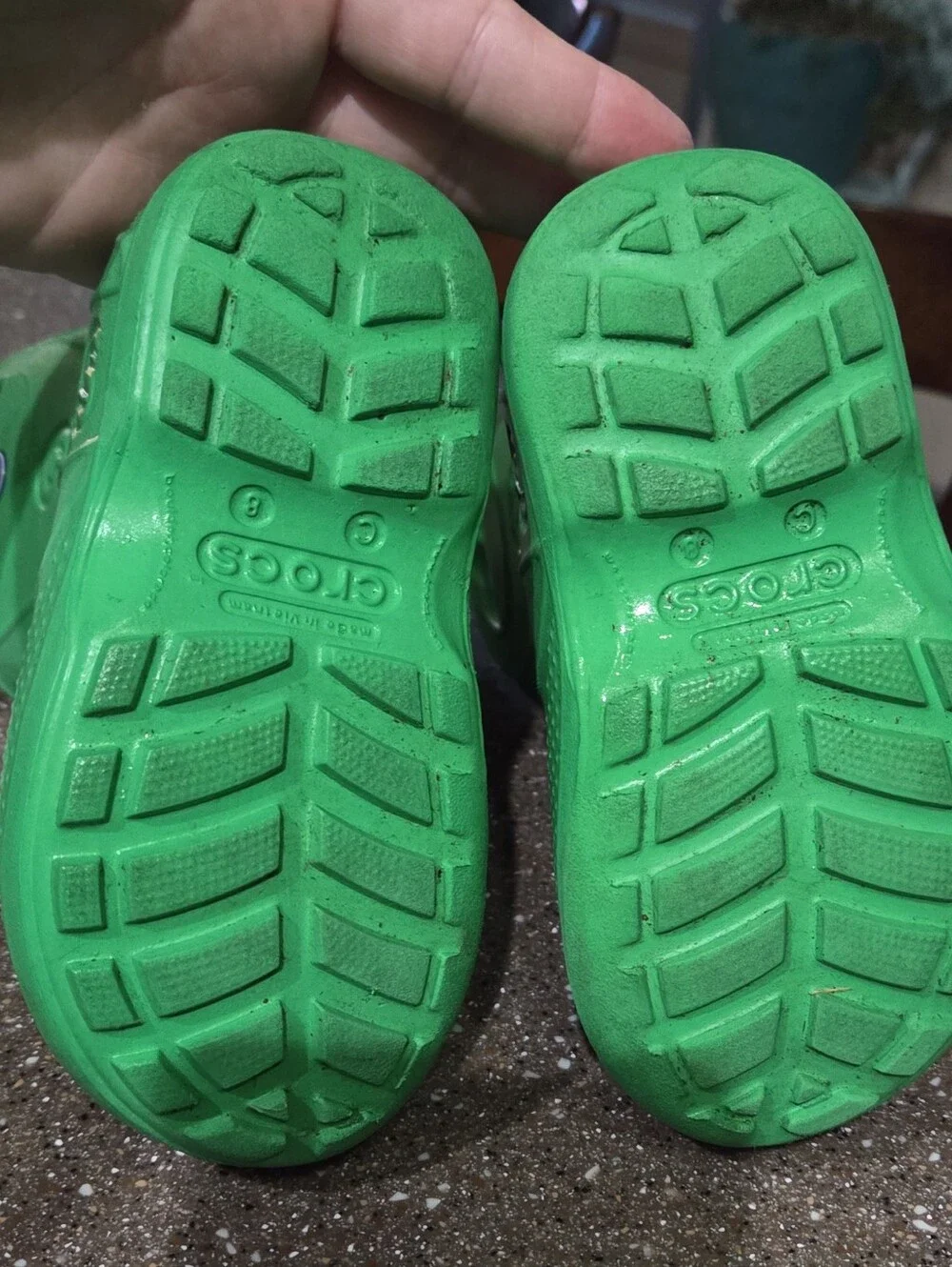 CROCS Kids Bright Green Waterproof Rain Boots with Easy Handles